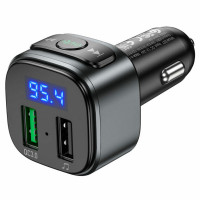 АЗП з FM-модулятором HOCO E67 Fighter QC3.0 18W car BT FM transmitter Black (Колір Черный) - фото № 3