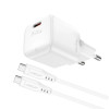 Мережевий зарядний пристрій з кабелем ACEFAST A73 mini PD20W GaN single USB-C charger set (C3-03) White - № 3
