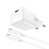 Мережевий зарядний пристрій з кабелем ACEFAST A73 mini PD20W GaN single USB-C charger set (C3-03) White  - фото № 3