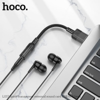 Аудiокабель HOCO LS37 Spirit transparent external sound card USB to 3.5mm Black (Цвет Черный) - фото № 5