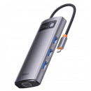 USB-хаб Baseus Metal Gleam Series 7-in-1 Multifunctional Type-C HUB Docking Station Gray （Type-C to HDMI*1+USB3.0*3+PD*1+VGA*1+RJ45*1）