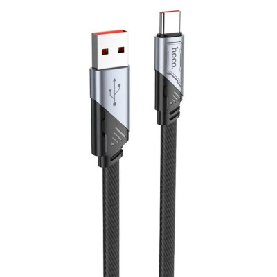 Кабель HOCO U119 USB to Type-C 5A, 1.2m, nylon, aluminum connectors, Black - зображення 1