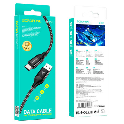 Кабель BOROFONE BX56 Delightful charging data cable for Type-C Black - зображення 5