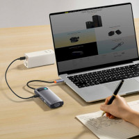 USB-хаб Baseus Metal Gleam Series 7-in-1 Multifunctional Type-C HUB Docking Station Gray （Type-C to HDMI*1+USB3.0*3+PD*1+VGA*1+RJ45*1） (Колір Gray) - фото № 8