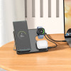 Бездротовий зарядний пристрій HOCO CQ2 Flash folding 3-in-1 wireless fast charger(SAM Watch) Black (Черный)- № 7