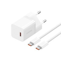 Мережевий зарядний пристрій Baseus GaN5 Fast Charger(mini) 1C 30W EU Moon White(With: Baseus Dynamic 3 Series Fast Charging Data Cable Type-C to Type-