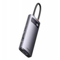 USB-хаб Baseus Metal Gleam Series 7-in-1 Multifunctional Type-C HUB Docking Station Gray （Type-C to HDMI*1+USB3.0*3+PD*1+VGA*1+RJ45*1） (Колір Gray) - фото № 2