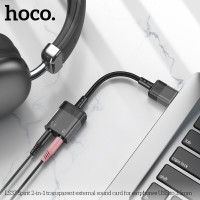 Аудiокабель HOCO LS37 Spirit transparent external sound card USB to 3.5mm Black (Цвет Черный) - фото № 4