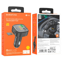 АЗП з FM-модулятором BOROFONE BC43 Flash QC3.0 car BT FM transmitter 18W Black (Колір Черный) - фото № 8