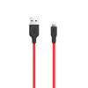Кабель HOCO X21 Plus USB to iP 2.4A, 2м, силікон, силіконові роз'єми, Black+Red (6931474713797)
