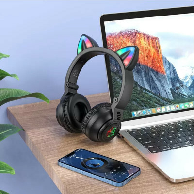 Навушники BOROFONE BO18 Cat ear BT headphones Black - зображення 3