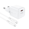 Мережевий зарядний пристрій з кабелем ACEFAST A73 mini PD20W GaN single USB-C charger set (C3-03) White - № 5