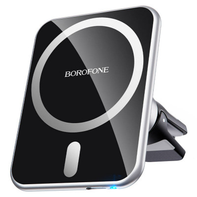 Тримач для мобiльного з БЗП BOROFONE BH43 Xperience magnetic wireless charging car holder Black+Silver (BH43BS) - изображение 1
