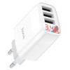 Мережевий зарядний пристрій HOCO C93A Easy charge 3-port digital display charger set(Micro) White - зображення 2