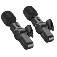 Бездротова мікрофонна система BOROFONE BFK12 Trophy lavalier wireless digital microphone(iP/Type-C) Black (Колір 7073) - фото № 4