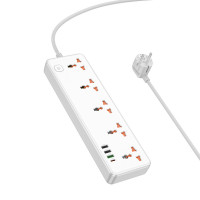 Мережевий подовжувач HOCO  AC14A Rico 5-position socket(PD30W/1C3A) White (Цвет 7068) - фото № 3