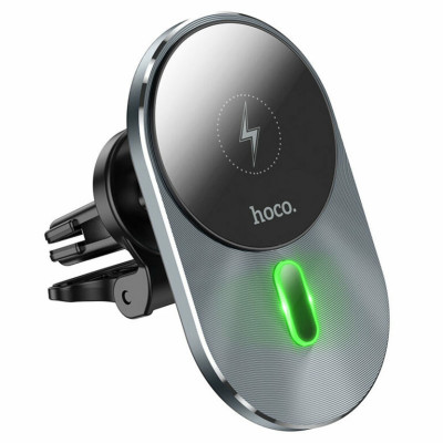 Тримач для мобiльного з БЗП HOCO CA91 Magic magnetic wireless fast charging car holder Gray - изображение 1