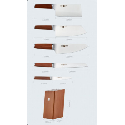 Набір ножів з підставкою Xiaomi HuoHou з 6 предметів - зображення 2