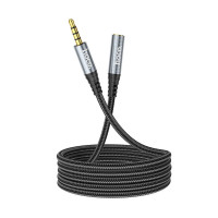 Аудiокабель HOCO UPA20 3.5 audio extension cable male to female (L=1M) Metal Gray (Цвет Metal Gray) - фото № 6