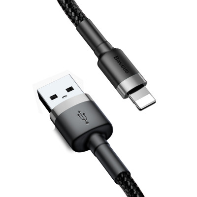 Кабель Baseus Cafule Cable USB For Lightning 2.4A 1m Gray+Black (CALKLF-BG1) - зображення 1