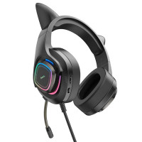Навушники HOCO W107 Cute cat luminous cat ear gaming headphones Elf Cat (Колір Elf Cat) - фото № 3