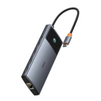 USB-хаб Baseus Metal Gleam Series II 10-in-1 USB HUB Cosmic Black(USB-C to 1*HDMI4K@120Hz+1*HDMI4K@60Hz+1*USB-A(10Gbps)+1*USB-C(10Gbps)+2*USB-A(480Mbp (Колір Space Gray) - фото № 3