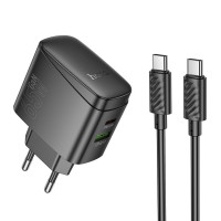 Мережевий зарядний пристрій HOCO CS63A Bright PD65W(1A1C) charger set (C to C)(EU) Black