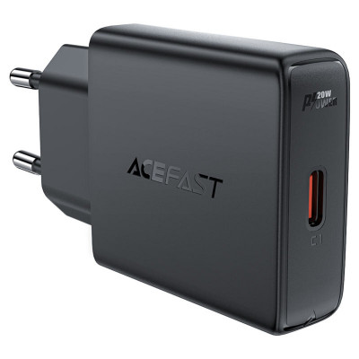 Мережевий зарядний пристрій ACEFAST A65 PD20W GaN single USB-C ultra-thin charger Black - зображення 1