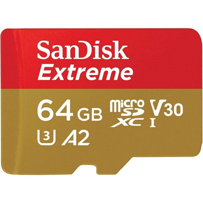microSDXC (UHS-1 U3) SanDisk Extreme A2 64Gb class 10 V30 (R170MB/s,W80MB/s) (adapter SD) - изображение 2