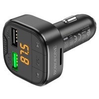 АЗП з FM-модулятором BOROFONE BC43 Flash QC3.0 car BT FM transmitter 18W Black (Колір Черный) - фото № 2