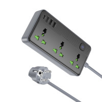 Мережевий подовжувач BOROFONE BAC2A Leya 3 position socket(1C3A)(EU) Black (Колір 7073) - фото № 2