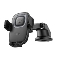 Автотримач для телефона HOCO HW32 Crown push-type wireless charging car holder (center console) Black Metal Gray (Колір Black Metal Gray) - фото № 3