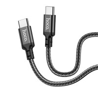 Кабель HOCO X14 Type-C to Type-C 60W, 1m, nylon, aluminum connectors, Black (Цвет 7073) - фото № 2