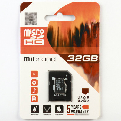 microSDHC (UHS-1 U3) Mibrand 32Gb class 10 (adapter SD) - зображення 1