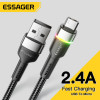 Кабель Essager Colorful LED USB-кабель для быстрой зарядки 2,4 А USB-A на Micro, 2 м, черный (EXCM-XCDA01) (EXCM-XCDA01) - изображение 2