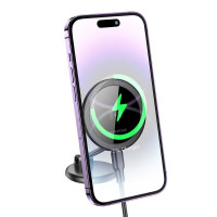 Автотримач для телефона з БЗП BOROFONE BH218 Star metal magnetic wireless fast charging car holder (center console) Metal Gray (Цвет Metal Gray) - фото № 7
