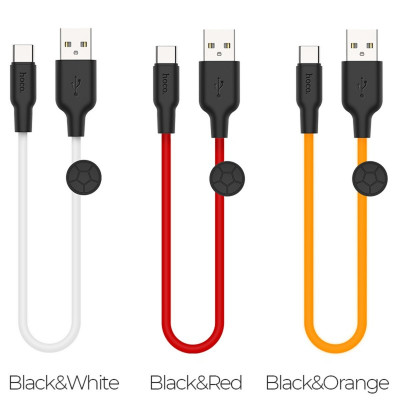 Кабель HOCO X21 Plus USB to Type-C 3A, 0,25м, силикон, силиконовые разъемы, Черный+Красный (6931474712455) - изображение 3