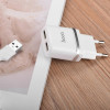 Мережевий зарядний пристрій HOCO C12 Smart dual USB (Micro cable)charger set White (6957531047773) - зображення 3