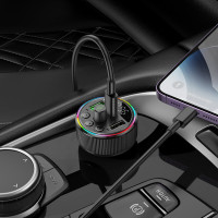 АЗП з FM-модулятором HOCO E82 Guerrero PD30W+QC3.0 car BT FM transmitter Black (Колір 7073) - фото № 6