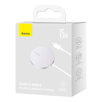 Бездротовий зарядний пристрій Baseus Simple Mini3 Magnetic Wireless Charger 15W Silver (Колір Silver) - фото № 2