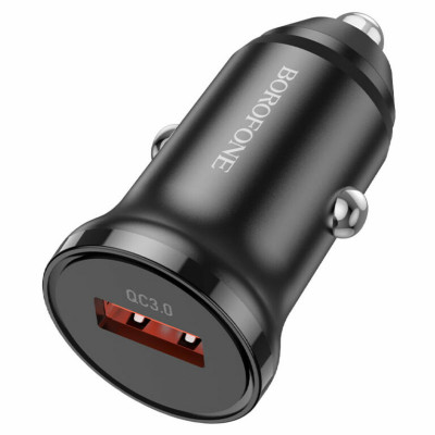 Автомобільний зарядний пристрій BOROFONE BZ18 single port QC3.0 car charger 18W Black (BZ18B) - зображення 1