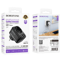 Мережевий фільтр BOROFONE BAC14 Wide 1-socket wall outlet (1C2A) (EU/GER) Black (Цвет 7073) - фото № 2