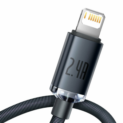 Кабель Baseus Crystal Shine Series Кабель для быстрой зарядки данных USB to iP 2.4A, 2 м, черный (CAJY000101) - изображение 1