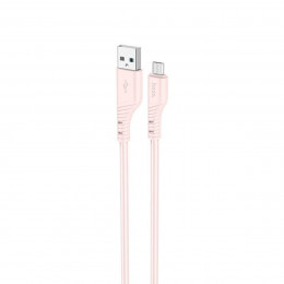 Кабель HOCO X97 Crystal color silicone charging data cable Micro light pink