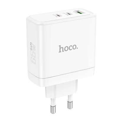 Мережевий зарядний пристрій HOCO N30 Glory PD65W three-port(2C1A) fast charger White (6931474784155) - зображення 1