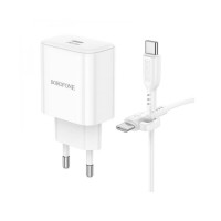 Мережевий зарядний пристрій BOROFONE BA81A single port PD20W charger set (Type-C to Type-C) (EU) White (Цвет Білий) - фото № 4