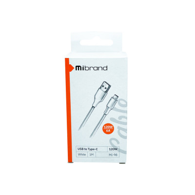 Кабель Mibrand MI-98 PVC Tube Cable USB for Type-C 120W 1m White (MIDC/98TW) - зображення 2