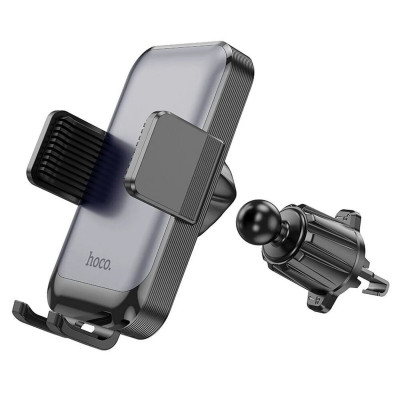 Тримач для мобільного HOCO H26 Rock push-type car holder(air outlet Black gray - изображение 3