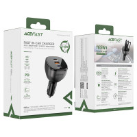Автомобільний зарядний пристрій ACEFAST B14 165W (2*USB-C+USB-A) 3-port car charger Black (Цвет Black) - фото № 7