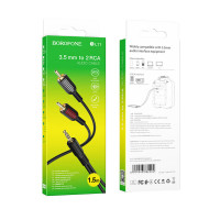 Аудіокабель BOROFONE BL11 3.5mm to double RCA audio cable Black (Цвет Черный) - фото № 3